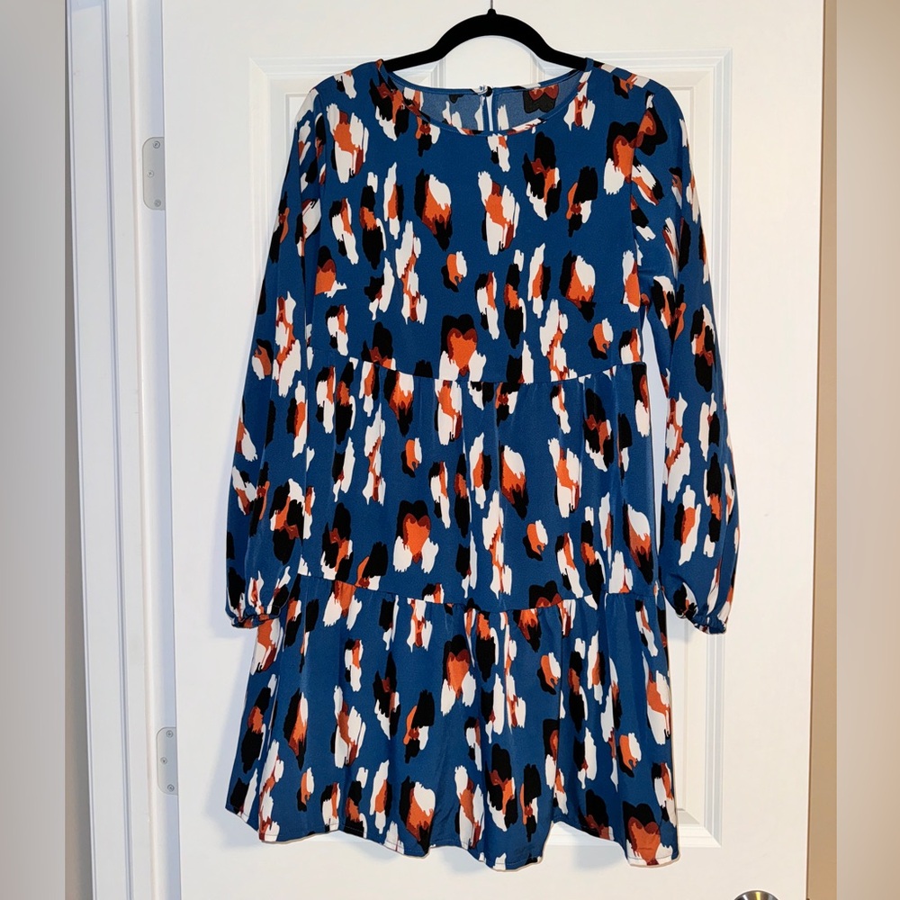 Shein Blue Ruffle Tiered Dress, Women’s Size S